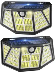 2Pack Solar Light Outdoor 310LED Sensor Lights, IP67 Waterproof 3Light Modes ...