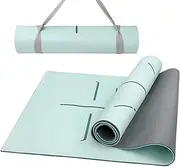 Thick Yoga Mat - Non Slip Yoga Mat with Alignment Mark, Anti-Tear Exercise & Fitness Mat for Yoga, Pilates & Floor Workouts, Carry Strap Included