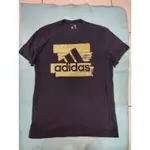 ADIDAS愛迪達全新純棉T深藍色印金圖騰