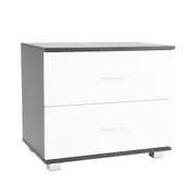 Sarantino Bedside Table With Drawers MDF Board - Black White
