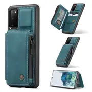 CaseMe Shockproof Samsung Galaxy S20 Leather Case Cover Zipper Wallet [Teal Green]