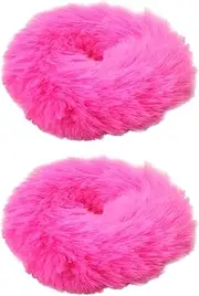 Scrunchie Hair Ornaments Hair Elastic Plush Colorful Hair Scrunchie Fluffy Hair Bobble Fluffy Ponytail Holder Set of 2 Faux Rabbit Fur Hair Scrunchie Elastic Fluffy Hair Tie Plush Colorful Hair
