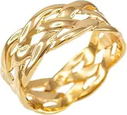 [Claddagh Gold] 14K Yellow Gold Celtic Woven Braid Wedding Band