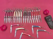 SHINE STAR HAND MADE DAMASCUS STEEL KEYCHAIN FOLDING KNIVES LOT OF TWENTYFIVE(25