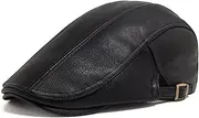 [HAMKVBPR] Men's Beret Hats Leather Men's Beret Retro Forward Cap Thick Duck Tongue Cap Mens Hat Flat Cap