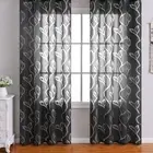Elegant Leaves Pattern Sheer Curtain Romantic Tulle Curtain Home Decoration