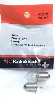 RadioShack PR15 Flashlight Light Bulb Lamp C Or D Flashlight 272-1125 2 Pack
