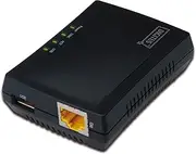 DIGITUS Fast Ethernet USB Network Server, Multifunctional for NAS, USB hub, Printer, DVD Drive, 1 Port, USB 2.0, 10/100 Mbit/s Network, RJ45, Black