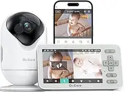 VistaView Lite Smart WIFI Baby Monitor Video and Audio - 4" 720P Split-Screen Monitor, 1080P Camera with Night Vision, Mobile App, 4X Zoom, 3000mAh Rechargeable Battery, Temperature and Humidity