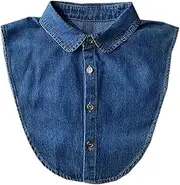 [NIDMIDO] Denim Fake Collar Detachable Dickey Collar Half Shirts Blouse False Collar Top for Women Girls Medium