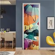 Door Stickers Self-Adhesive Door Sticker Abstract Geometric Art Home Decoration Door Cover Wall Stickers Murals Wallpaper(F,90x200cm)
