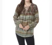 One World Shimmer Mixed Print Blouse