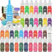 Bath Bomb Soap Dye - 36 Colors Concentrated Food Grade Skin Safe Liquid Based Colorant Vibrant Rainbow Coloring for Making DIY, Supplies Kit, Salt Crafting