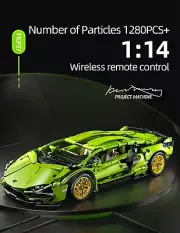 1280pcs Lamborghini Green Car/Vehicle Building Blocks Set Model Toy NEW!