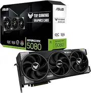 ASUS TUF Gaming GeForce RTX 5080 OC Edition 16GB GDDR7 Gaming Graphics Card (Nvidia GeForce RTX5080, 3.6 Slot Design, PCIe 5.0, 2X HDMI 2.1b, 3X DisplayPort 2.1a, TUF-RTX5080-O16G-GAMING)