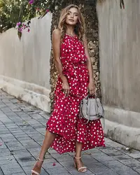 在飛比找Yahoo!奇摩拍賣優惠-Off shoulder polka dot holiday