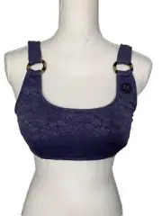 NWT Cotton On Square Neck Bikini Top Iron Petals Jacquard Ring Size Medium