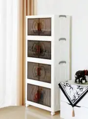 232QT Stackable Storage Bins with Lids, Foldable Storage Box Open Front, Clos...