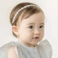 在飛比找momo購物網優惠-【UNICO】韓版 兒童蕾絲珍珠花朵造型髮帶(髮飾/配件/聖