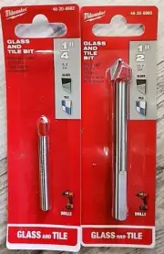 Milwaukee Glass and Tile Drill Bits, 1/4 & 1/2in. Diameter,# 48-20-8982 & 8985