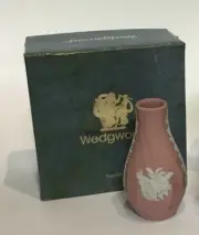 Wedgwood PINK Jasperware Floral Swirl Mini 2.25" Vase Perfume Bottle w/ BOX NEW!