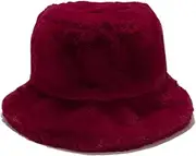 [Umeepar] Winter Faux Fur Fuzzy Bucket Hat Fluffy Furry Warm Hat for Women
