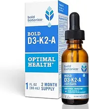 Bold Botanica D3-K2-A - 3-in-1 Complex Liquid Vitamin - Vegan Vitamin D3 with Vitamin K2 and Vitamin A Dietary Supplement - 1 FL OZ. (30mL)