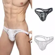 Mens Mesh Lace Underwear Thong Briefs Bikini G-String Jockstrap Shorts