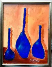 IMPRESSIONIST 3 JUGS Painting SWARTZMILLER DNA SIGNED ART CANVAS 21 X 27 unique
