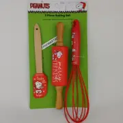 Peanuts Snoopy Christmas Holiday 3 Piece Baking Set Spatula Rolling Pin Whisk