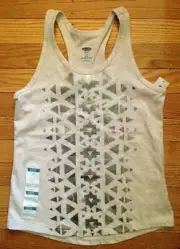 NWT Girl's Old Navy Oatmeal Tank Top with Shiny Silver Geometric - Size S 6-7
