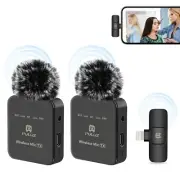 Wireless Dual Lavalier Microphone for iPhone iPad 8-Pin Receiver Video Recording