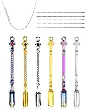 6PCS Mini Spoons, Shovel Spoons Pendant Necklace, Keychain Medicine Spoon Home Accessories, Multi Functional Mini Metal Spoon for Coffee, Sugar and Spices