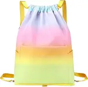 Jlobnyiun Waterproof Beach Bag - Backpack with Drawstring, Sand-proof Foldable Carry Bag for Sports, Leisure, Water Sports, Travel