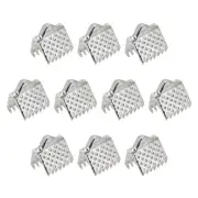100Pcs Ribbon Crimp Clamp Ends 8mm Cord End Clasp for DIY Craft Silver Tone