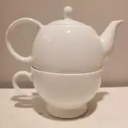 Vintage Stacking Tea Pot and Tea Cup Single Serve Tea Pot