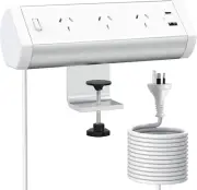 Desk Power Board, Aluminium Alloy Clamp Powerboard with USB C, 3 Outlets Desk P