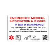 Smart Nfc Emergency Medical Alert Id Information Card With Passive Geolocation Tracking System