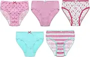 [SOCKSVILLE] Girls Briefs 5 Pairs White, Pink, Red, Turquoise | Soft Cotton Mix, Knickers, Patterns, Stripes | Comfortable, Breathable, Toddler Panties, Underwear | 2-3, 3-4, 5-6, 7-8 Years Old
