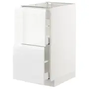 METOD / MAXIMERA base cb 2 fronts/2 high drawers, white/Voxtorp high-gloss/white, 40x60x80 cm