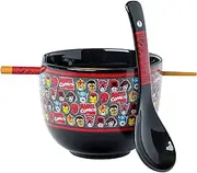 [Silver Buffalo] Marvel Comics Group Heads 20oz Ceramic Ramen Bowl with Chopsticks and Spoon