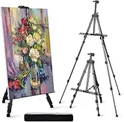 Artify Easel for Painting, Double-Tier Easel Stand, Adiustable Height from 22-66 Inches, Tripod for Painting and Display with Carrying Bag, 66 Inches, Black