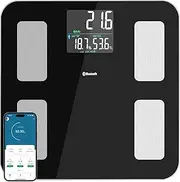 Smart Weight Scale with BMI, Body Fat, Muscle Mass, Bathroom Scale for Body Weight,180kg/440lb with Division 50g/0.1lb, Auto on and Memory Function, 3pcs AAA Batteries Included,