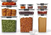 Rubbermaid Brilliance BPA Free Food Storage Containers with Lids, Airtight, for Kitchen and Pantry Organization, New Set of 10 w/Scoops