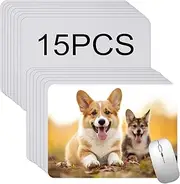 15 PCS White Mouse Pad for Heat Press Printing, Mousepad for Heat Transfer Crafts Custom Photos Non Slip Bottom 24x20x0.3CM