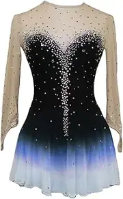 [Zagitova] Figure Skating Dress for Girls Gradient Skirt Women Ice Competition Dance Clothing with Shiny Rhinestone