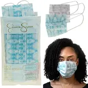 Jessica Simpson - 3Ply Disposable Face Masks | 10 Pack | Adjustable Nose Clip | Protective and Breathable | Resealable Packaging | High-Stretch Elastic Ear Loops | 3-Layered Fabric Mask | Non-Medical | One Size | Unisex | Blue Tie Dye & Grey Tie Dye