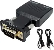 VGA to HDMI Adapter Converter 1080P with Audio - VGA Male to HDMI Female Converter for PC, Laptop, Monitor, Projector, HDTV, PS3/4 - Supports Full HD 1920x1080 & 3.5mm Stereo Audio