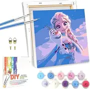 LAISU Painting by Numbers with Frame for Adults Children Beginners 20 x 20 cm Paint by Numbers Set with Canvas, Brushes and Acrylic Paints, DIY Painting Set for Children from 6 Years Gift Idea