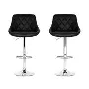 Faux Leather Padded Bar Stools Gas Lift Kitchen Counter Stool Swivel Seat Black